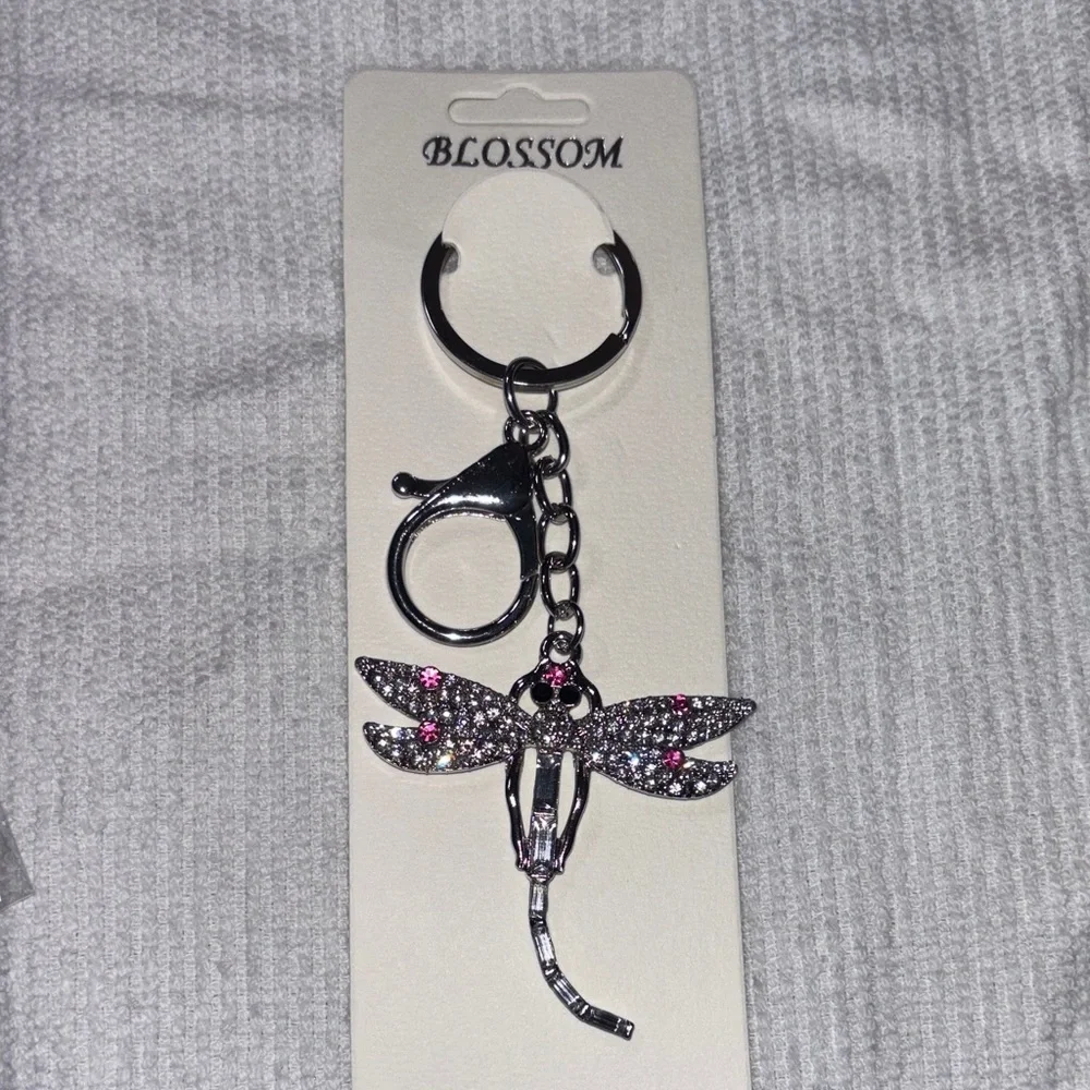 Dragonfly Keychain/Bag Charm with Pink Accents - Picture 1 of 3